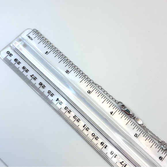 925 Sterling Silver and 8 CZ Crystal Necklace 18” with Extender 3” - Picture 11 of 12